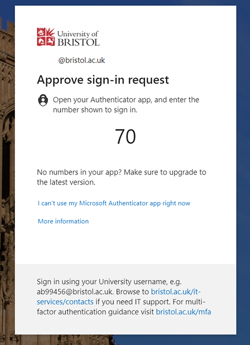 AN online screen showing the prompt "approve sign in request" followed by a number